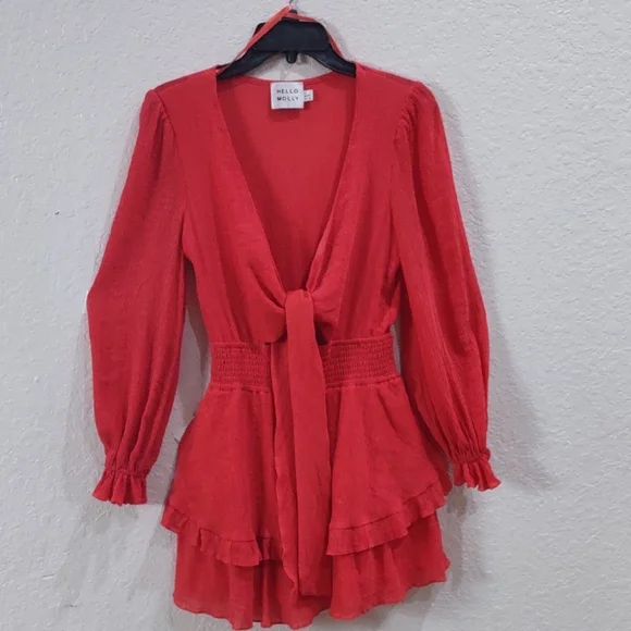 Hello Molly Vibrant Red Ruffle Dress - Picture 5 of 17